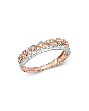 Bloomingdale's Diamond Two-tier Band Ring In 14k White Gold & 14k Rose Gold, 0.25 Ct. T.w. - 100% Exclusive
