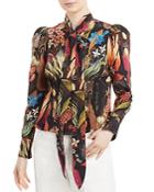 Lanvin Pleated Floral Print Top