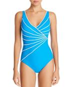 Gottex Sinatra Piped Crossover V-neck One Piece Swimsuit