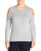 Lost Ink Plus Cold-shoulder Overlay Sweater