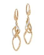 John Hardy 18k Yellow Gold Classic Chain Pave Diamond Drop Earrings