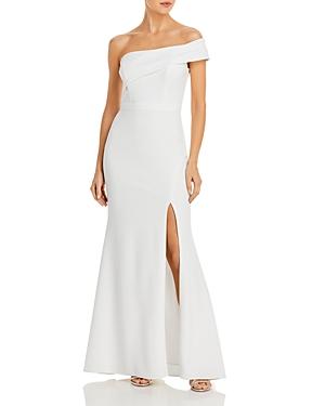 Aqua Scuba Crepe Off-the-shoulder Gown - 100% Exclusive