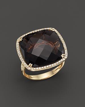 Smokey Topaz And Diamond Statement Ring In 14k Yellow Gold - 100% Exclusive