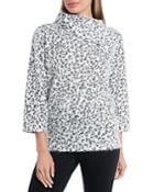Vince Camuto Fuzzy Animal Foldover Neck Sweater