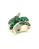 Bloomingdale's Malachite, Tsavorite & Multicolor Diamond Snake Ring In 14k Yellow Gold - 100% Exclusive