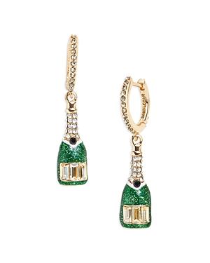 Baublebar Celebrate Good Times Crystal Champagne Charm Hoop Earrings In Gold Tone