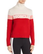 Moncler Color-block Turtleneck Logo Sweater