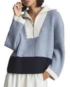 Reiss Jackie Half Zip Color Block Jumper