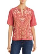 Johnny Was Rianne Easy Embroidered Linen Top