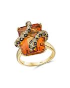 Bloomingdale's Brown & White Diamond, Emerald & Citrine Snake Ring In 14k Yellow Gold - 100% Exclusive