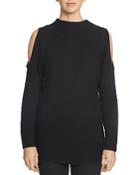 1.state Mock Neck Cold Shoulder Ribbed Tunic Sweater