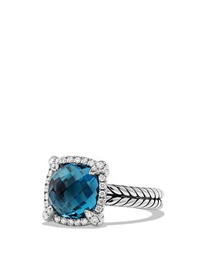 David Yurman Chatelaine Pave Bezel Ring With Hampton Blue Topaz And Diamonds