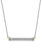 Judith Ripka 18k Yellow Gold And Sterling Silver East-west Bar Pendant Necklace With Diamonds, 17