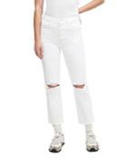 7 For All Mankind Ripped Straight Crop Jeans In Royce Blanc