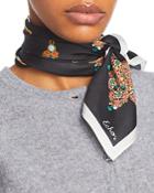 Echo Bejeweled Brooch Print Square Scarf