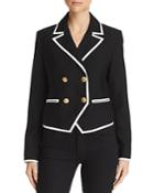 Frame Contrast-trim Double-breasted Blazer