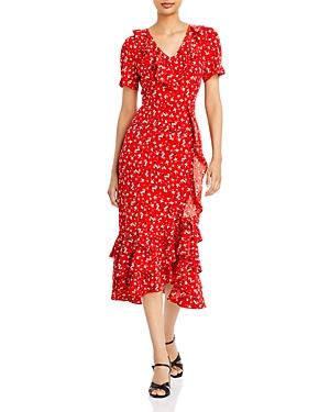 Karl Lagerfeld Paris Printed Ruffled Midi Dress