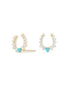 Adina Reyter 14k Yellow Gold Turquoise & Diamond Horseshoe Stud Earrings