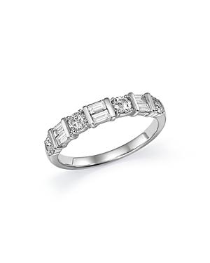 Round And Baguette Diamond Bar Band In 14k White Gold, .75 Ct. T.w. - 100% Exclusive
