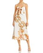 Bardot Paisley Linen Cutout Midi Dress