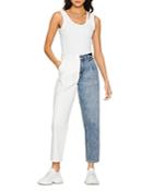 Blue Revival Happy Hour Color Blocked Ankle Jeans In Angel Falls/white