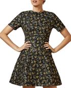 Ted Baker Divwine Floral Metallic Jacquard Fit And Flare Dress
