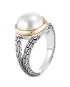 John Hardy Sterling Silver & 18k Yellow Gold Mabe Freshwater Pearl Statement Ring