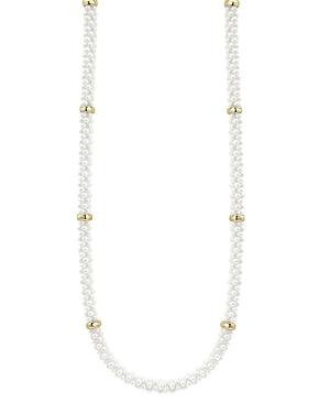 Lagos White Caviar Ceramic And 18k Yellow Gold Rope Station Necklace, 16