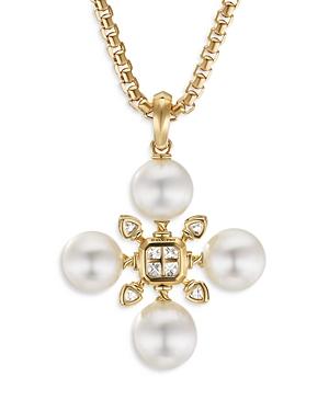 David Yurman 18k Yellow Gold Renaissance Cultured South Sea Pearl & Diamond Enhancer Pendant