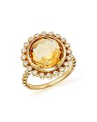 Citrine And Diamond Statement Ring In 14k Yellow Gold - 100% Exclusive