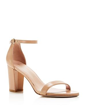 Stuart Weitzman Nearlynude Nappa Leather Ankle Strap High Heel Sandals