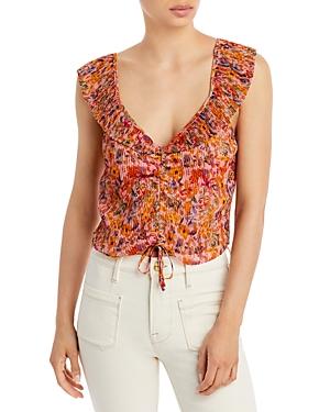 Astr The Label Rue Printed Pleated Top