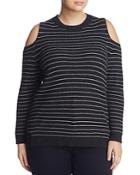 Lucky Brand Plus Stripe Cold-shoulder Sweater