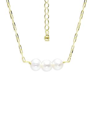 Aqua Freshwater Pearl Trio Paperclip Chain Collar Necklace In 18k Gold Plated Sterling Silver, 15.5-17.5 - 100% Exclusive
