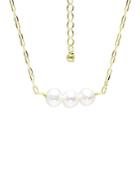 Aqua Freshwater Pearl Trio Paperclip Chain Collar Necklace In 18k Gold Plated Sterling Silver, 15.5-17.5 - 100% Exclusive