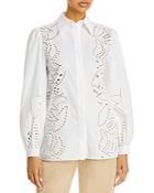 Alberta Ferretti Sangallo Eyelet Embroidered Blouse