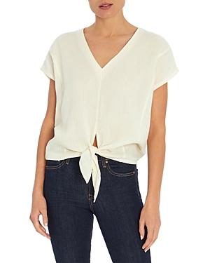 Three Dots Tie Front Gauze Top