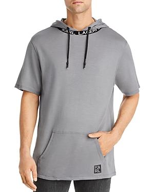 Karl Lagerfeld Paris Short Sleeve Hoodie With Logo At Neck