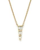 Diamond Baguette Triangle Pendant Necklace In 14k Yellow Gold, .20 Ct. T.w.