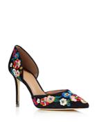 Tory Burch Rosemont Embroidered D'orsay High Heel Pumps