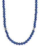 Lagos Sterling Silver Caviar Icon Lapis Beaded Station Necklace, 34