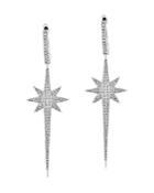 Bloomingdale's Pave Diamond Starburst Drop Earrings In 14k White Gold, 0.55 Ct. T.w. - 100% Exclusive