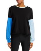 Aqua Colorblock Cutoff Crop Sweatshirt - 100% Exclusive