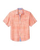 Tommy Bahama Daybreak Silk Textured Batik Regular Fit Button Down Camp Shirt
