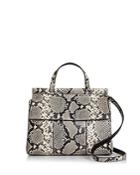 Tory Burch Block-t Snake-embossed Leather Satchel