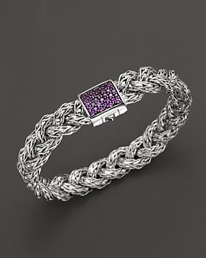 John Hardy Classic Chain Silver Lava Small Braided Bracelet With Amethyst