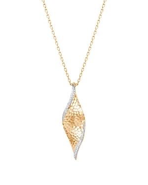 John Hardy 18k Yellow Gold Classic Chain Pave Diamond Hammered Pendant Necklace, 36