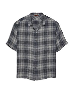 Barena Solana Romaso Check Linen Relaxed Fit Short Sleeve Button Down Shirt