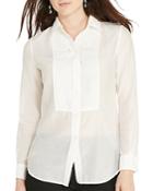 Lauren Ralph Lauren Plus Cotton-silk Pleat Bib Shirt