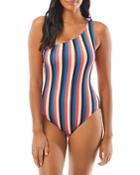 Kate Spade New York Bunny Striped One Shoulder One Piece Swimsuit